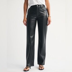 🖤 Abercrombie & Fitch Vegan Leather‎ Pants 90s Straight Relaxed Fit Size 34